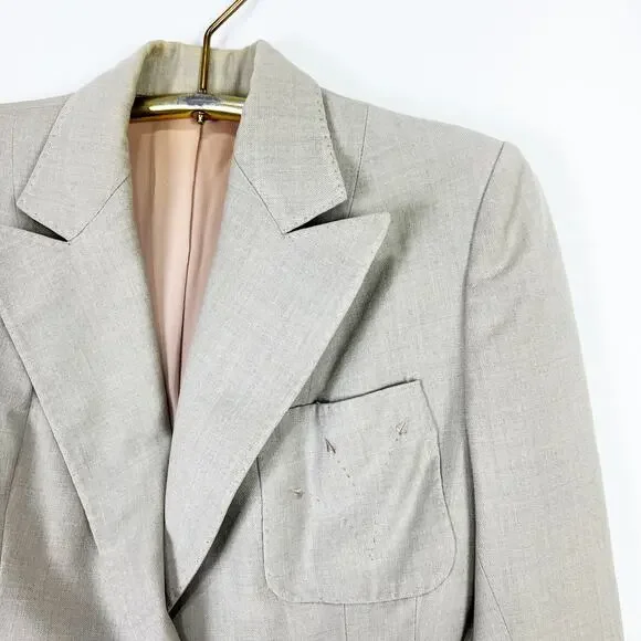 Vintage 50s embroidered beige blazer Tailored by Buddy Bates Size XS - Picture 9 of 11
